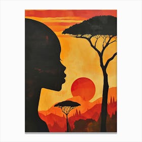 Silhouette Of African Woman Canvas Print