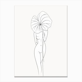 Line Art Woman Body And Leaf 6 Canvas Print