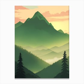 Misty Mountains Vertical Background In Green Tone 2 Canvas Print
