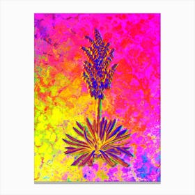 Adam's Needle Botanical in Acid Neon Pink Green and Blue n.0340 Canvas Print