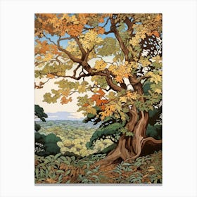 Horse Chestnut Vintage Autumn Tree Print  Canvas Print