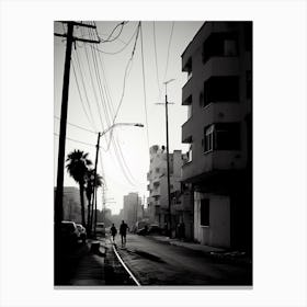 Tel Aviv, Israel, Mediterranean Black And White Photography Analogue 6 Canvas Print
