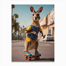 Kangaroo On Skateboard Canvas Print