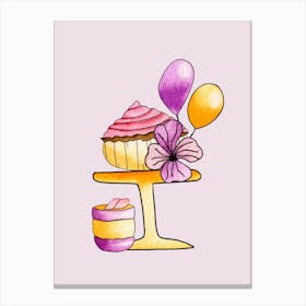 Gold And Purple Party Cupcakes Canvas Print