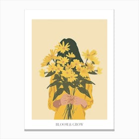 Bloom And Grow Spring Girl With Yellow Flowers 7 Canvas Print