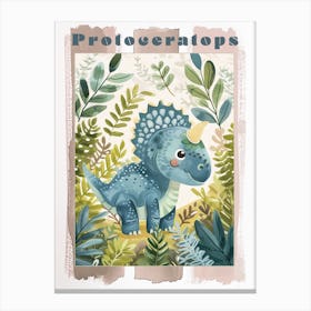 Cute Protoceratops Dinosaur Watercolour 4 Poster Canvas Print