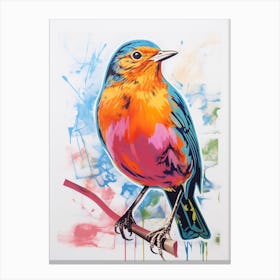 Colourful Bird Painting Robin 1 Canvas Print