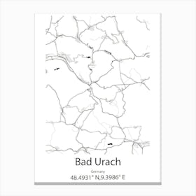 Bad Urach,Germany Minimalist Map Canvas Print