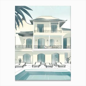 House With A Pool blue Canvas Print