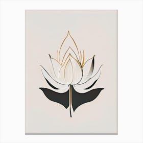 Lotus Flower In Garden Retro Minimal 6 Canvas Print