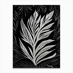 Tarragon Leaf Linocut 2 Canvas Print