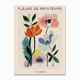 Spring Floral French Poster  Cyclamen 2 Canvas Print