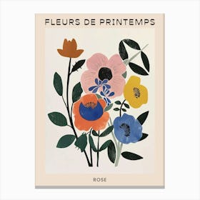 Spring Floral French Poster  Rose 5 Canvas Print