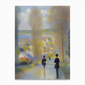 Two People Walking Down A Path Canvas Print