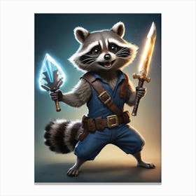 Raccoon With Sword Canvas Print