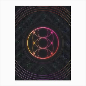 Neon Geometric Glyph in Pink and Yellow Circle Array on Black n.0105 Canvas Print