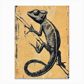Black Chameleon Block Print 1 Canvas Print