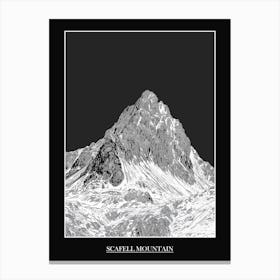 Scafell Mountain Line Drawing 6 Poster Canvas Print