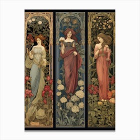 Three Ladies In Flowers Canvas Print