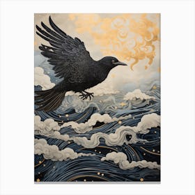 Raven 2 Gold Detail Painting Canvas Print
