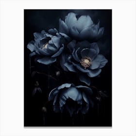 Dark Blue Flowers Canvas Print