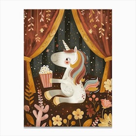 Unicorn Eating Popcorn Muted Pastels 1 Canvas Print