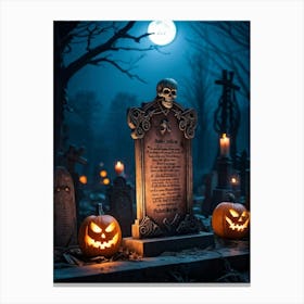 Graveyard At Night Canvas Print