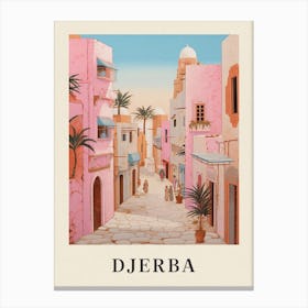 Djerba Tunisia 3 Vintage Pink Travel Illustration Poster Canvas Print