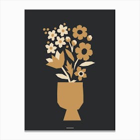 Minimal Gold and Black Daisy Flower Bouquet Print Dark Version Canvas Print