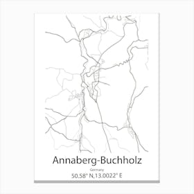 Annaberg Buchholz,Germany Minimalist Map Canvas Print