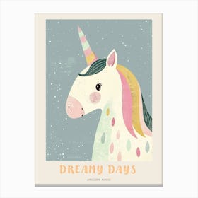 Pastel Storybook Style Unicorn 7 Poster Canvas Print