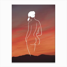 Girl Silhouette Sunset Silhouette Feminine Woman Body Contemporary Modern Abstract Minimalist Aesthetic Canvas Print
