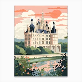 Chateau De Chambord   Chambord, France   Cute Botanical Illustration Travel 3 Canvas Print