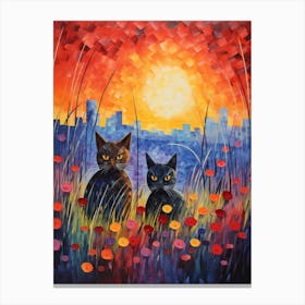 Colourful Cats In The Long Grass 4 Canvas Print