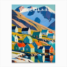 Greenland Travel Poster Fauvist Style Painting 1 Canvas Print