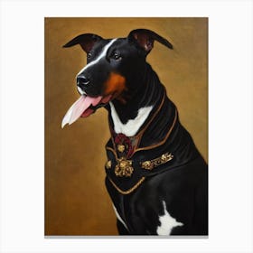 Bull Terrier Renaissance Portrait Oil Painting Canvas Print