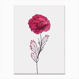Carnation Floral Minimal Line Drawing 2 Flower Canvas Print