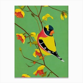 American Goldfinch 2 Midcentury Illustration Bird Canvas Print
