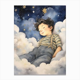 Boy Sleeping In Clouds Canvas Print