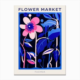 Blue Flower Market Poster Fuchsia 3 Canvas Print