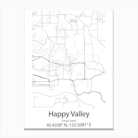 Happy Valley,United States Minimalist Map Lienzos