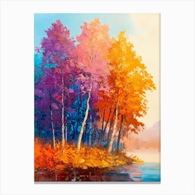 Autumn Trees By The Lake Canvas Print