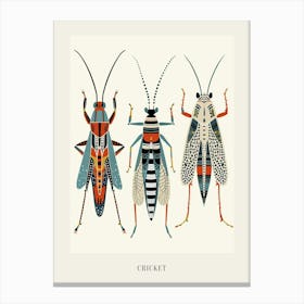 Colourful Insect Illustration Cricket 11 Poster Canvas Print