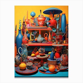 Colorful Display Of Ceramics Canvas Print