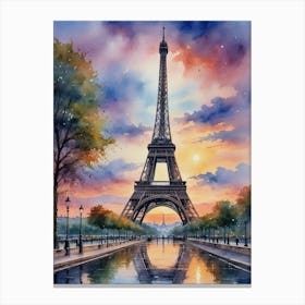 Eiffel Tower At Sunset 3 Canvas Print