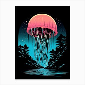 Moon Jellyfish Pop Art 4 Canvas Print