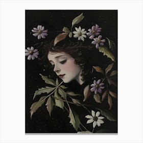 Girl With Flowers 4 Canvas Print