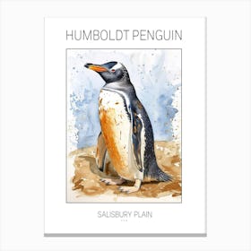 Humboldt Penguin Salisbury Plain Watercolour Painting 4 Poster Canvas Print