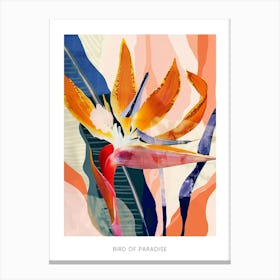 Colourful Flower Illustration Poster Bird Of Paradise 1 Canvas Print
