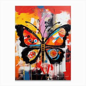 Butterfly red, black in Basquiat's Style Canvas Print